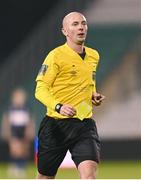 19 November 2023; Referee Marc Lynch during the Sports Direct FAI Women's Cup Final match between Athlone Town and Shelbourne at Tallaght Stadium in Dublin. Photo by Stephen McCarthy/Sportsfile