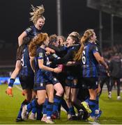 19 November 2023; Athlone Town players celebrate after Gillian Keenan scored their side's second goal during the Sports Direct FAI Women's Cup Final match between Athlone Town and Shelbourne at Tallaght Stadium in Dublin. Photo by Stephen McCarthy/Sportsfile