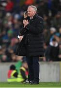 20 November 2023; Northern Ireland manager Michael O'Neill applauds the supporters after the UEFA EURO 2024 Qualifying Round Group H match between Northern Ireland and Denmark at the National Stadium at Windsor Park in Belfast. Photo by Ramsey Cardy/Sportsfile Photo by Ramsey Cardy/Sportsfile