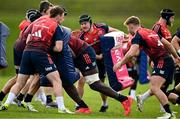 21 November 2023; Scott Buckley, centre, during a Munster rugby squad training session at University of Limerick in Limerick. Photo by Brendan Moran/Sportsfile