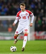 20 November 2023; Jesper Lindstrøm of Denmark during the UEFA EURO 2024 Qualifying Round Group H match between Northern Ireland and Denmark at the National Stadium at Windsor Park in Belfast. Photo by Ramsey Cardy/Sportsfile