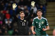 20 November 2023; Northern Ireland goalkeeper Conor Hazard during the UEFA EURO 2024 Qualifying Round Group H match between Northern Ireland and Denmark at the National Stadium at Windsor Park in Belfast. Photo by Ramsey Cardy/Sportsfile