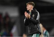 20 November 2023; Isaac Price of Northern Ireland after the UEFA EURO 2024 Qualifying Round Group H match between Northern Ireland and Denmark at the National Stadium at Windsor Park in Belfast. Photo by Ramsey Cardy/Sportsfile