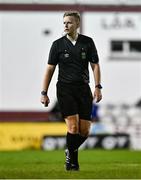 30 October 2023; Referee Daniel Murphy during the EA SPORTS MU19 LOI Enda McGuill Cup match between Galway United and Shamrock Rovers at Eamon Deacy Park in Galway. Photo by Ben McShane/Sportsfile