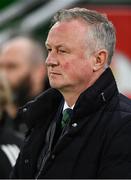 20 November 2023; Northern Ireland manager Michael O'Neill before the UEFA EURO 2024 Qualifying Round Group H match between Northern Ireland and Denmark at the National Stadium at Windsor Park in Belfast. Photo by Ramsey Cardy/Sportsfile