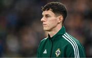 20 November 2023; Eoin Toal of Northern Ireland before the UEFA EURO 2024 Qualifying Round Group H match between Northern Ireland and Denmark at the National Stadium at Windsor Park in Belfast. Photo by Ramsey Cardy/Sportsfile