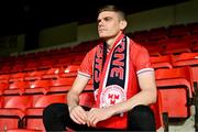 22 November 2023; Shelbourne FC new signing Sean Gannon poses for a portrait at Tolka Park in Dublin. Photo by Tyler Miller/Sportsfile