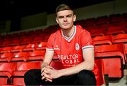 22 November 2023; Shelbourne FC new signing Sean Gannon poses for a portrait at Tolka Park in Dublin. Photo by Tyler Miller/Sportsfile