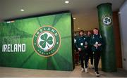 21 November 2023; Troy Parrott, left, Shane Duffy, centre, and James McClean of Republic of Ireland before the international friendly match between Republic of Ireland and New Zealand at Aviva Stadium in Dublin. Photo by Stephen McCarthy/Sportsfile