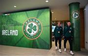 21 November 2023; Callum Robinson, left, and Alan Browne of Republic of Ireland before the international friendly match between Republic of Ireland and New Zealand at Aviva Stadium in Dublin. Photo by Stephen McCarthy/Sportsfile