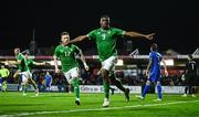 21 November 2023; Sinclair Armstrong of Republic of Ireland celebrates after scoring his side's second goal during the UEFA European Under-21 Championship Qualifier match between Republic of Ireland and Italy at Turners Cross in Cork. Photo by Eóin Noonan/Sportsfile