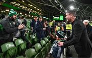 21 November 2023; Republic of Ireland manager Stephen Kenny with supporters before the international friendly match between Republic of Ireland and New Zealand at Aviva Stadium in Dublin. Photo by Piaras Ó Mídheach/Sportsfile