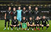 21 November 2023; The Republic of Ireland team, back row, from left, Adam Idah, James McClean, Caoimhin Kelleher, Andrew Omobamidele, Shane Duffy and Matt Doherty; front row, from left, Jamie McGrath, Jason Knight, Jayson Molumby, Mark Sykes and Mikey Johnston; before the international friendly match between Republic of Ireland and New Zealand at Aviva Stadium in Dublin. Photo by Stephen McCarthy/Sportsfile