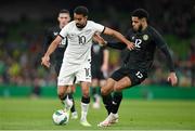 21 November 2023; Sarpreet Singh of New Zealand in action against Andrew Omobamidele of Republic of Ireland during the international friendly match between Republic of Ireland and New Zealand at Aviva Stadium in Dublin. Photo by Piaras Ó Mídheach/Sportsfile