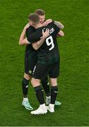 21 November 2023; James McClean of Republic of Ireland, left, with team-mate Evan Ferguson after being substituted during the international friendly match between Republic of Ireland and New Zealand at Aviva Stadium in Dublin. Photo by Ben McShane/Sportsfile