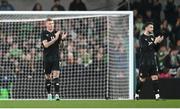 21 November 2023; James McClean of Republic of Ireland, left, applauds supporters as he makes his way off the pitch during the international friendly match between Republic of Ireland and New Zealand at Aviva Stadium in Dublin. Photo by Stephen McCarthy/Sportsfile