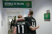 21 November 2023; James McClean and Shane Duffy of Republic of Ireland return to the dressing room after the international friendly match between Republic of Ireland and New Zealand at Aviva Stadium in Dublin. Photo by Stephen McCarthy/Sportsfile