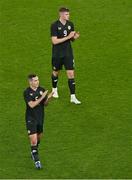 21 November 2023; Josh Cullen of Republic of Ireland, left, and Evan Ferguson after the international friendly match between Republic of Ireland and New Zealand at Aviva Stadium in Dublin. Photo by Ben McShane/Sportsfile