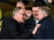 21 November 2023; FAI chairperson Roy Barrett, left, former Republic of Ireland international Niall Quinn, centre, and FAI chief executive Jonathan Hill before the international friendly match between Republic of Ireland and New Zealand at the Aviva Stadium in Dublin. Photo by Seb Daly/Sportsfile