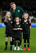 21 November 2023; James McClean of Republic of Ireland with his children, from left, Allie Mae, Willow Ivy and Junior James before the international friendly match between Republic of Ireland and New Zealand at Aviva Stadium in Dublin. Photo by Stephen McCarthy/Sportsfile Photo by Stephen McCarthy/Sportsfile