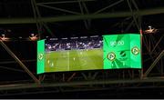 21 November 2023; A general view of a big screen during the closing moments of the international friendly match between Republic of Ireland and New Zealand at the Aviva Stadium in Dublin. Photo by Piaras Ó Mídheach/Sportsfile