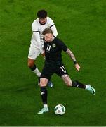 21 November 2023; James McClean of Republic of Ireland and Matt Garbett of New Zealand during the international friendly match between Republic of Ireland and New Zealand at Aviva Stadium in Dublin. Photo by Ben McShane/Sportsfile