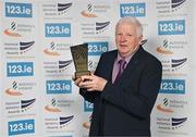 22 November 2023; European Athletics Award Recipient John McGrath with his award during the 123.ie National Athletics Awards at Crowne Plaza Hotel in Santry, Dublin. A full list of winners from the event can be found at AthleticsIreland.ie Photo by Sam Barnes/Sportsfile