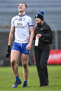 19 November 2023; Darragh Kirwan of Naas leaves the pitch to receive medical attention for an injury during the AIB Leinster GAA Football Senior Club Championship Semi-Final match between St Loman's Mullingar, Mullingar, and Naas, Kildare, at TEG Cusack Park in Mullingar, Westmeath. Photo by Piaras Ó Mídheach/Sportsfile