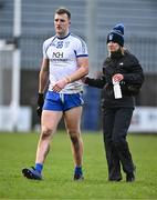 19 November 2023; Darragh Kirwan of Naas leaves the pitch to receive medical attention for an injury during the AIB Leinster GAA Football Senior Club Championship Semi-Final match between St Loman's Mullingar, Mullingar, and Naas, Kildare, at TEG Cusack Park in Mullingar, Westmeath. Photo by Piaras Ó Mídheach/Sportsfile