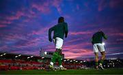 21 November 2023; Republic of Ireland players make their way out to the pitch before the UEFA European Under-21 Championship Qualifier match between Republic of Ireland and Italy at Turners Cross in Cork. Photo by Eóin Noonan/Sportsfile