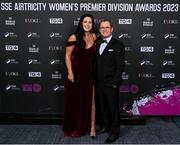 23 November 2023; Shamrock Rovers head of women's football Jason Carey and wife Julie during the 2023 SSE Airtricity Women's Premier Division Awards at Clontarf Castle in Dublin. Photo by Stephen McCarthy/Sportsfile