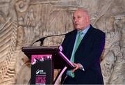 23 November 2023; FAI President Gerry McAnaney speaking during the 2023 SSE Airtricity Women's Premier Division Awards at Clontarf Castle in Dublin. Photo by Sam Barnes/Sportsfile