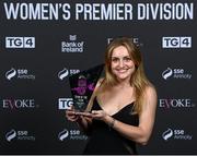 23 November 2023; Maggie Pierce of Shelbourne with her SSE Airtricity Team of the Year award during the 2023 SSE Airtricity Women's Premier Division Awards at Clontarf Castle in Dublin. Photo by Stephen McCarthy/Sportsfile