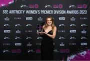 23 November 2023; Maggie Pierce of Shelbourne with her SSE Airtricity Team of the Year award during the 2023 SSE Airtricity Women's Premier Division Awards at Clontarf Castle in Dublin. Photo by Stephen McCarthy/Sportsfile