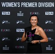 23 November 2023; Megan Smyth-Lynch of Shelbourne with her SSE Airtricity Team of the Year award during the 2023 SSE Airtricity Women's Premier Division Awards at Clontarf Castle in Dublin. Photo by Stephen McCarthy/Sportsfile