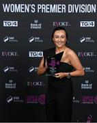23 November 2023; Megan Smyth-Lynch of Shelbourne with her SSE Airtricity Team of the Year award during the 2023 SSE Airtricity Women's Premier Division Awards at Clontarf Castle in Dublin. Photo by Stephen McCarthy/Sportsfile