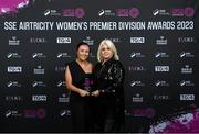 23 November 2023; Megan Smyth-Lynch of Shelbourne with her SSE Airtricity Team of the Year award and mother Aundrea during the 2023 SSE Airtricity Women's Premier Division Awards at Clontarf Castle in Dublin. Photo by Stephen McCarthy/Sportsfile