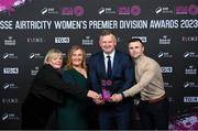 23 November 2023; SSE Airtricity Manager of the Year, Peamount United manager James O'Callaghan, third from left, with, from left, Barbara Ryan, Emma Donohoe, and Cian McDonald during the 2023 SSE Airtricity Women's Premier Division Awards at Clontarf Castle in Dublin. Photo by Sam Barnes/Sportsfile