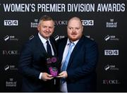 23 November 2023; SSE Airtricity Manager of the Year, Peamount United manager James O'Callaghan, left, with Aaron Clarke during the 2023 SSE Airtricity Women's Premier Division Awards at Clontarf Castle in Dublin. Photo by Sam Barnes/Sportsfile