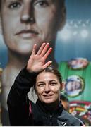 24 November 2023; Katie Taylor during weigh-ins held at The Helix on DCU Campus in Dublin, in preparation for her undisputed super lightweight championship fight with Chantelle Cameron, on November 25th at 3Arena in Dublin. Photo by Stephen McCarthy/Sportsfile