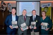24 November 2023; In attendance at the launch of the Allianz Cumann na mBunscol 50th anniversary book at Croke Park in Dublin are, from left, Cornmarket Group Financial Services Director Ivan Ahern, author Ciarán Crowe, author Joe Lyons and Cumann Na mBunscol President Mairead O'Callaghan. Photo by Sam Barnes/Sportsfile