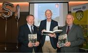 24 November 2023; In attendance at the launch of the Allianz Cumann na mBunscol 50th anniversary book, &quot;50 Bliain ag Fás’, at Croke Park in Dublin are, from left, author Joe Lyons, former Kilkenny hurling manager Brian Cody, and author Ciarán Crowe. Photo by Sam Barnes/Sportsfile