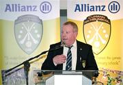 24 November 2023; National Committee Central Council Delegate Tomás Ó hAiniféin speaking at the launch of the Allianz Cumann na mBunscol 50th anniversary book, &quot;50 Bliain ag Fás’, at Croke Park in Dublin. Photo by Sam Barnes/Sportsfile