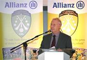 24 November 2023; Co-author Ciarán Crowe speaking at the launch of the Allianz Cumann na mBunscol 50th anniversary book, &quot;50 Bliain ag Fás’, at Croke Park in Dublin. Photo by Sam Barnes/Sportsfile