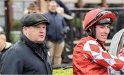 25 November 2023; Trainer Gordon Elliott with jockey Jack Kennedy after winning the John Lynch Carpets 3 Year Old Maiden Hurdle with Mighty Bandit on day one of the Punchestown Winter Festival at Punchestown Racecourse in Kildare. Photo by Matt Browne/Sportsfile