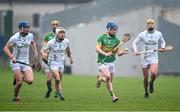 25 November 2023; Colin Spain of Kilcormac-Killoughey passes as O'Loughlin Gaels players, from left, Eoin O'Shea, Jack Nolan and Cian Loy give chase during the AIB Leinster GAA Hurling Senior Club Championship semi-final match between Kilcormac-Killoughey, Offaly, and O'Loughlin Gaels, Kilkenny, at Glenisk O'Connor Park in Tullamore, Offaly. Photo by Piaras Ó Mídheach/Sportsfile