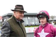 25 November 2023; Trainer Noel Meade with jockey Sam Ewing after winning the Ryans Cleaning Handicap Steeplechase with Idas Boy on day one of the Punchestown Winter Festival at Punchestown Racecourse in Kildare. Photo by Matt Browne/Sportsfile