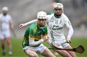 25 November 2023; Brecon Kavanagh of Kilcormac-Killoughey in action against Owen Wall of O'Loughlin Gaels during the AIB Leinster GAA Hurling Senior Club Championship semi-final match between Kilcormac-Killoughey, Offaly, and O'Loughlin Gaels, Kilkenny, at Glenisk O'Connor Park in Tullamore, Offaly. Photo by Piaras Ó Mídheach/Sportsfile