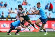 25 November 2023; Byron Ralston of Connacht is tackled by Willie le Roux of Vodacom Bulls during the United Rugby Championship match between Vodacom Bulls and Connacht at Loftus Versfeld Stadium in Pretoria, South Africa. Photo by Shaun Roy/Sportsfile