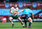 25 November 2023; Connacht captain Jack Carty attempts to get past Marco van Staden of Vodacom Bulls during the United Rugby Championship match between Vodacom Bulls and Connacht at Loftus Versfeld Stadium in Pretoria, South Africa. Photo by Shaun Roy/Sportsfile